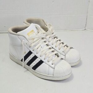 Adidas Kids Pro Model Sneaker 6Y White Black Shell Toe Mid Top